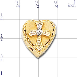 B1476 14K HEART SLIDE WITH 1 DIAMOND SET IN CROSS 